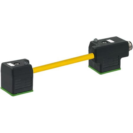 Murrelektronik M12 MALE ON REAR OF MSUD DOUBLE VALVE PLUG 18MM, PVC 3X0.75 YELLOW, 0m 7000-41581-0160000